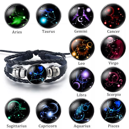 12 Zodiac  Constellation Charm Bracelet Men's and Women's