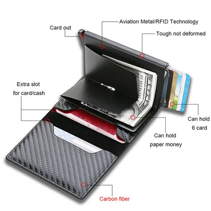 Carbon Fiber Slim Aluminum Men Wallet RFID