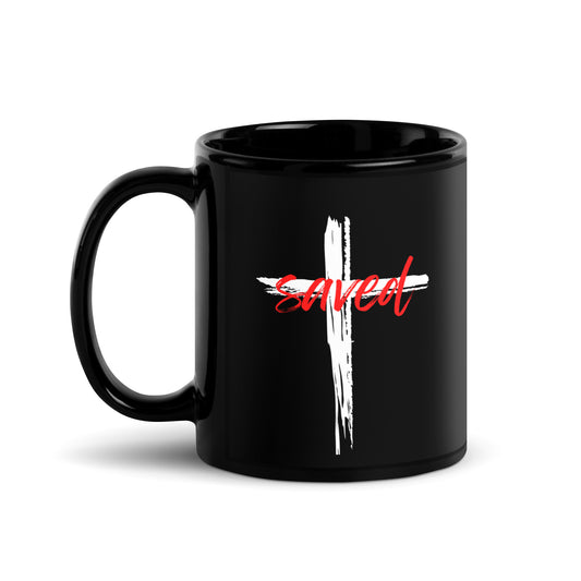 SAVED Black Glossy Mug