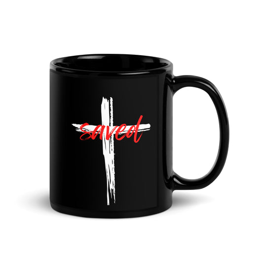 SAVED Black Glossy Mug