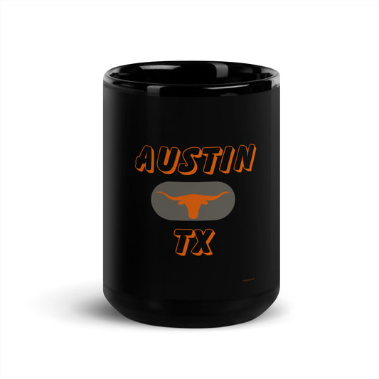 AUSTIN Black Orange Glossy Mug